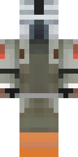 a battle-worn pilot in orange plating with scorch marks