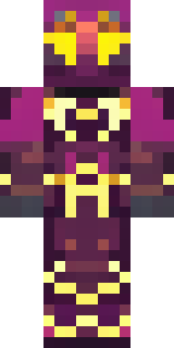 a nether hunter in crimson hide with glowing gold trim