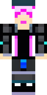 a cyberpunk mercenary in a black jacket with neon-pink circuitry
