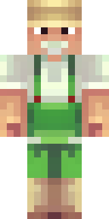 a farmer villager in a straw hat with a green apron