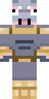 a piglin brute in gold armor with a snout and tusks