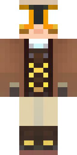 a steampunk inventor in a brown leather coat and brass goggles