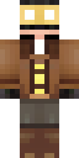 a steampunk inventor in a brown leather coat and brass goggles