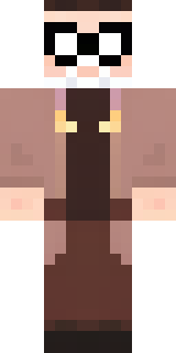 a friendly villager librarian in brown robes with glasses
