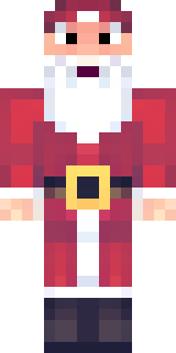 a jolly Santa in a red suit with a white beard and sack