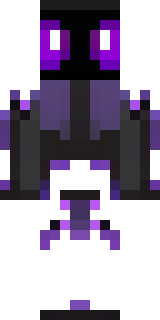 an enderman-inspired figure, tall and black with purple eyes