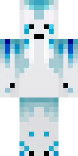 a snow fox spirit in white fur with blue markings
