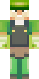 a farmer villager in a straw hat with a green apron