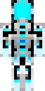 a chrome android with glowing blue eyes and exposed joints