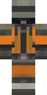 a battle-worn pilot in orange plating with scorch marks