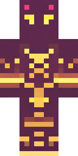a nether hunter in crimson hide with glowing gold trim