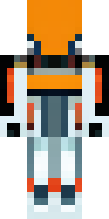 a mecha pilot in a white flight suit with a segmented helmet