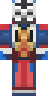 a masked hero in a sleek red and blue suit with a chest emblem