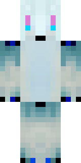 a snow fox spirit in white fur with blue markings