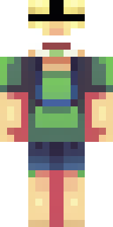 a farmer villager in a straw hat with a green apron