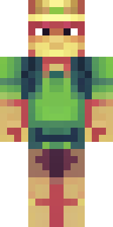 a farmer villager in a straw hat with a green apron