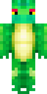 a dragon hybrid with green scales, horns and a spined tail