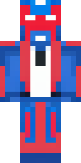 a masked hero in a sleek red and blue suit with a chest emblem