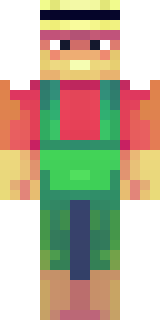 a farmer villager in a straw hat with a green apron