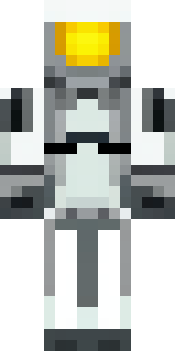 a mecha pilot in a white flight suit with a segmented helmet
