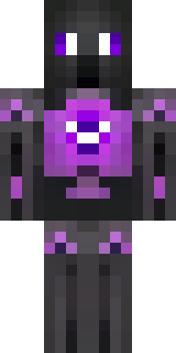 an enderman-inspired figure, tall and black with purple eyes