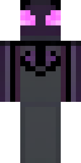 an enderman-inspired figure, tall and black with purple eyes
