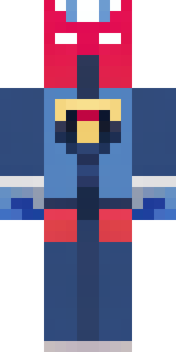 a masked hero in a sleek red and blue suit with a chest emblem