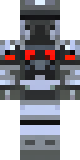 a chrome-armed enforcer in dark tactical gear with red optics