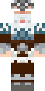 a frost viking in white furs and a horned helm