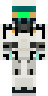 a mecha pilot in a white flight suit with a segmented helmet