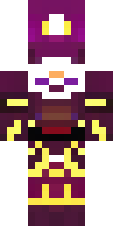 a nether hunter in crimson hide with glowing gold trim