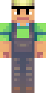 a farmer villager in a straw hat with a green apron