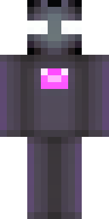 an enderman-inspired figure, tall and black with purple eyes