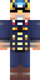 an airship captain in a navy coat with copper gadgets