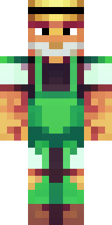 a farmer villager in a straw hat with a green apron