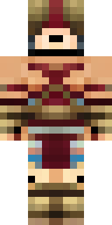 a gladiator in bronze arm guards and a red-plumed helmet