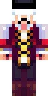 a pirate captain in a long red coat and tricorn hat