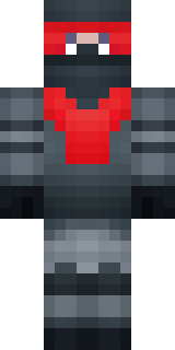 a shadow ninja in matte black with a red scarf