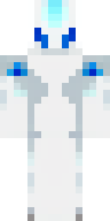 a snow fox spirit in white fur with blue markings