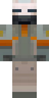 a battle-worn pilot in orange plating with scorch marks