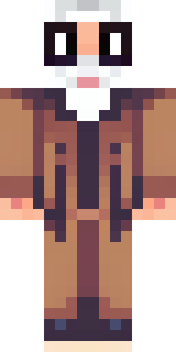 a friendly villager librarian in brown robes with glasses