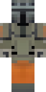 a battle-worn pilot in orange plating with scorch marks