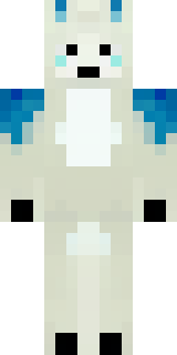 a snow fox spirit in white fur with blue markings