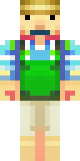 a farmer villager in a straw hat with a green apron