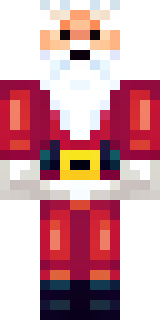 a jolly Santa in a red suit with a white beard and sack