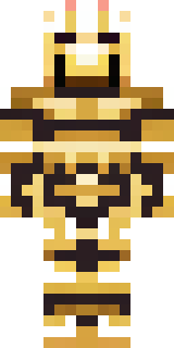a piglin brute in gold armor with a snout and tusks