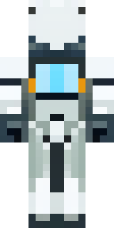 a mecha pilot in a white flight suit with a segmented helmet