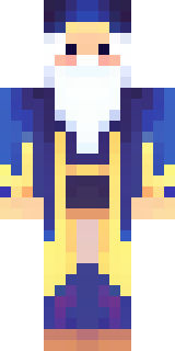 an old wizard in a starry midnight-blue robe and pointed hat