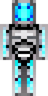 a chrome android with glowing blue eyes and exposed joints