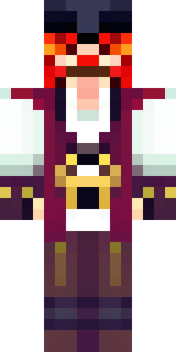a pirate captain in a long red coat and tricorn hat